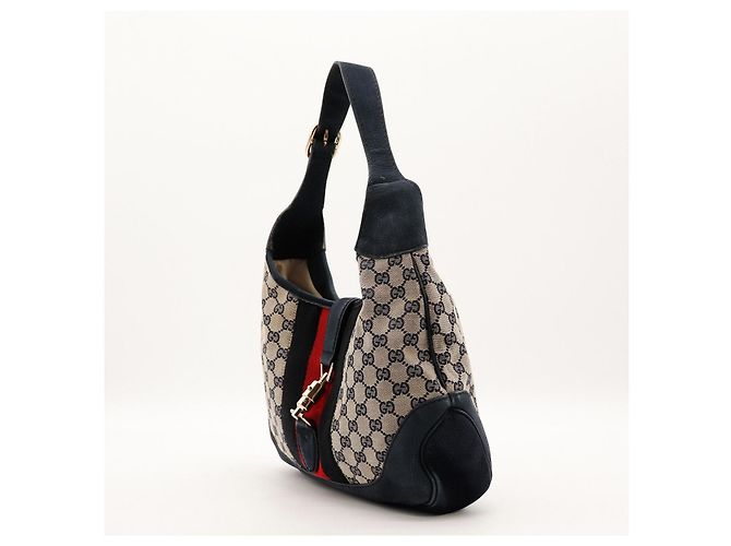 Borsa Hobo Gucci GG Canvas Pelle Navy Red - vista 2