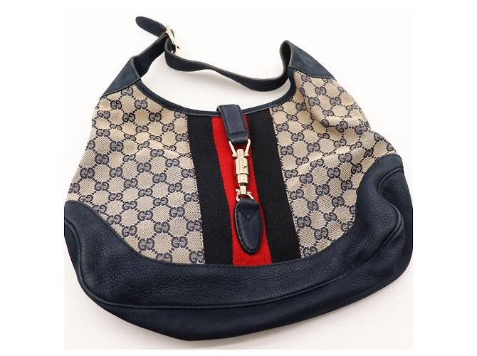 Borsa Hobo Gucci GG Canvas Pelle Navy Red - vista 6