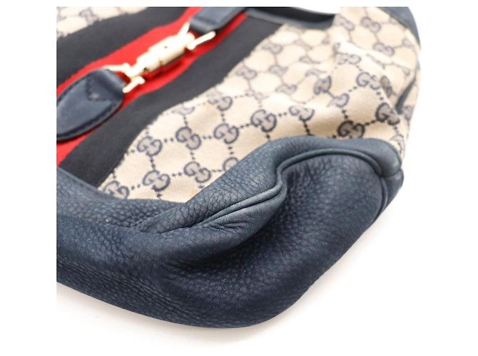 Borsa Hobo Gucci GG Canvas Pelle Navy Red - vista 9