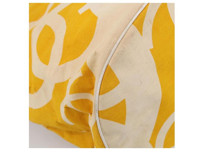 CHANEL Drawstring Chain Shoulder Bag Canvas Yellow Gold Tone CC Auth BA16485 - Jerrillo - vista 13
