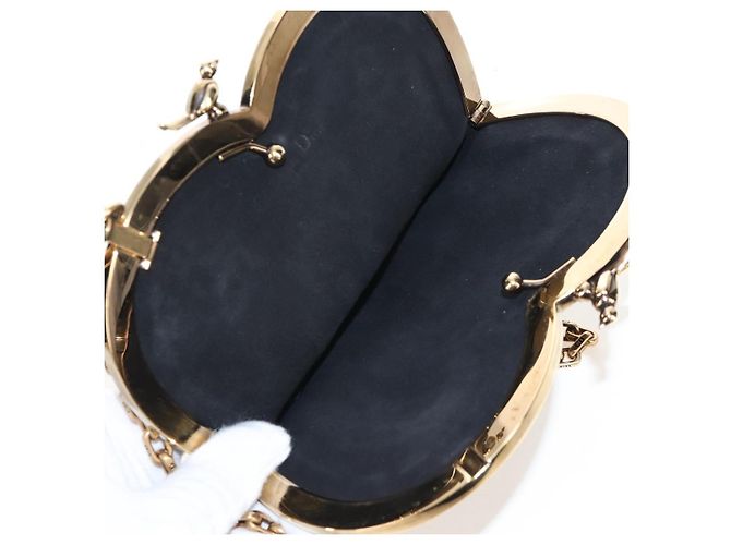 Christian Dior Chain Shoulder Bag Suede Black Gold Auth 208208M - Jerrillo - vista 11
