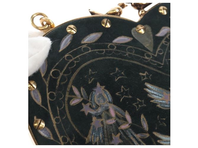 Christian Dior Chain Shoulder Bag Suede Black Gold Auth 208208M - Jerrillo - vista 18