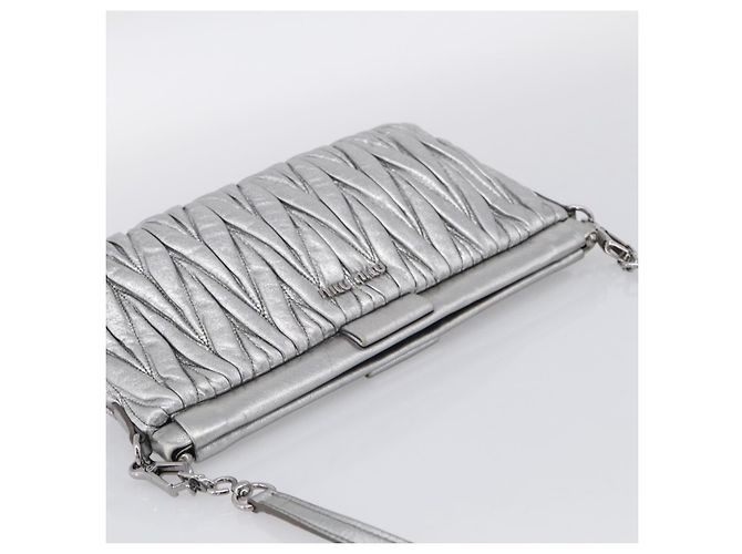 Miu Miu Matelasse Shoulder Bag Leather Silver Auth 212499V - Jerrillo - vista 6