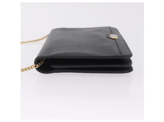 Christian Dior Chain Shoulder Bag Leather Black Gold Auth 212141A - Jerrillo - vista 5