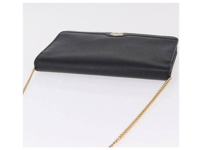 Christian Dior Chain Shoulder Bag Leather Black Gold Auth 212141A - Jerrillo - vista 6