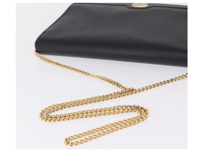 Christian Dior Chain Shoulder Bag Leather Black Gold Auth 212141A - Jerrillo - vista 7