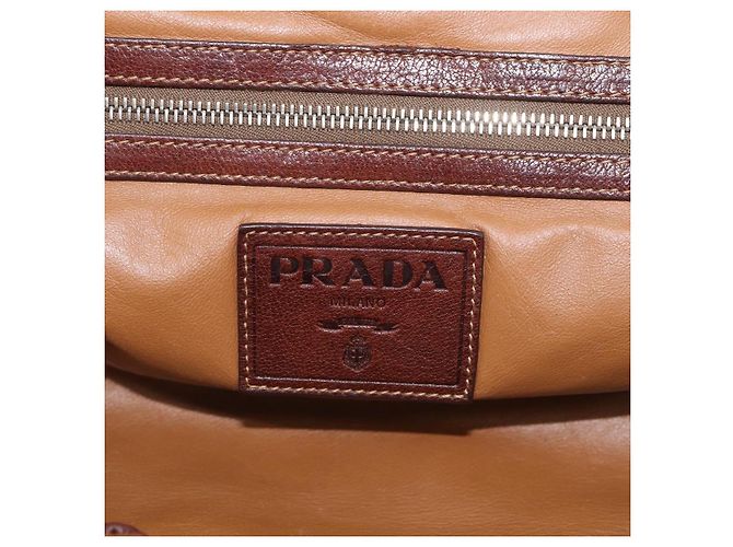PRADA Tote Bag Cuero Marrón Plata Auth 211514V - Jerrillo - vista 19