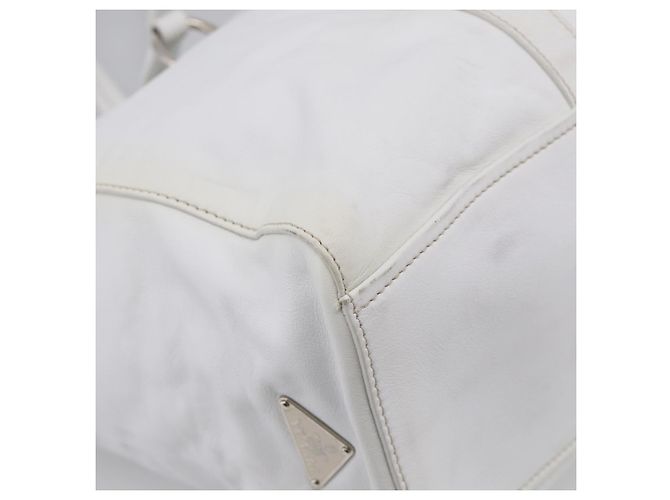 PRADA Tote Bag Leather White Silver Auth 211540A - Jerrillo - vista 15