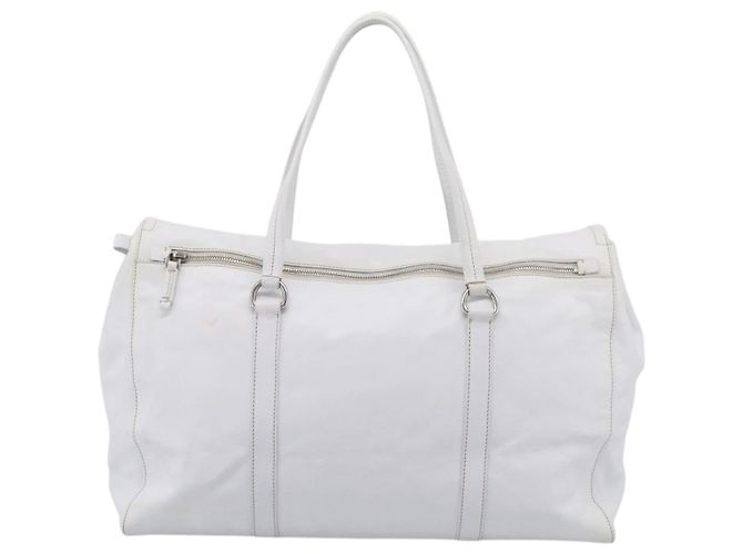 PRADA Tote Bag Leather White Silver Auth 211540A - Jerrillo - vista 2