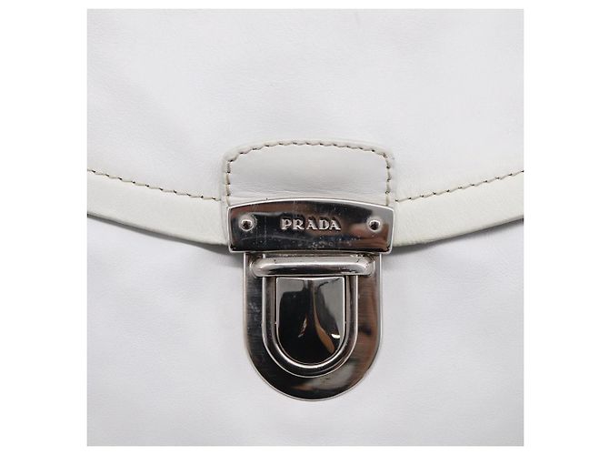 PRADA Tote Bag Leather White Silver Auth 211540A - Jerrillo - vista 20