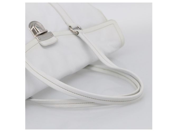 PRADA Tote Bag Leather White Silver Auth 211540A - Jerrillo - vista 7