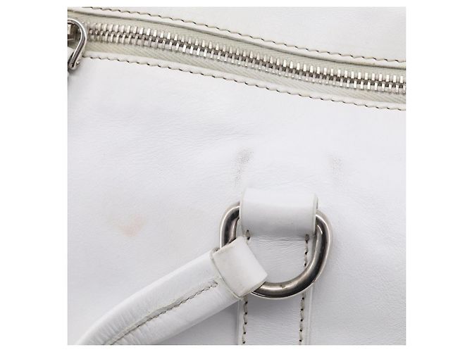 PRADA Tote Bag Leather White Silver Auth 211540A - Jerrillo - vista 9