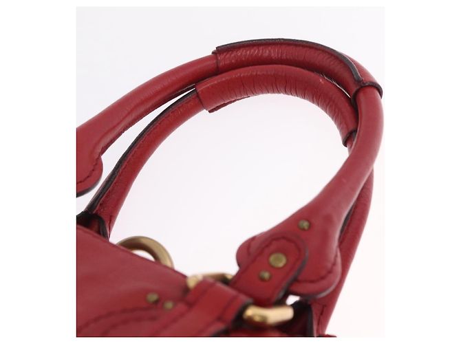 Chloé Chloe Paddington Hand Bag Leather Red Gold Tone Auth 211551V - Jerrillo - vista 15