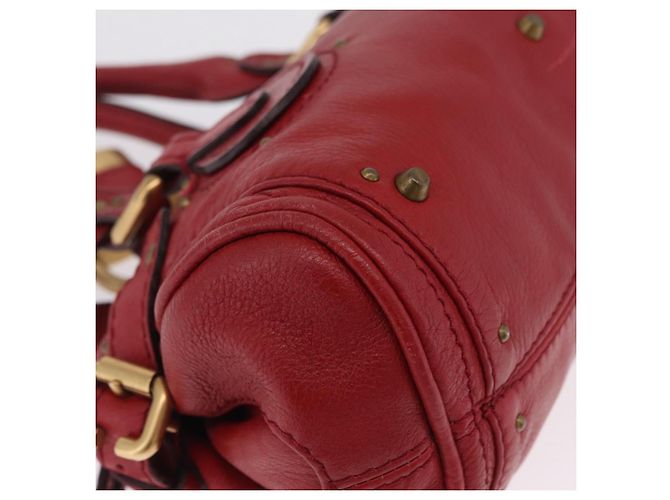 Chloé Chloe Paddington Hand Bag Leather Red Gold Tone Auth 211551V - Jerrillo - vista 16