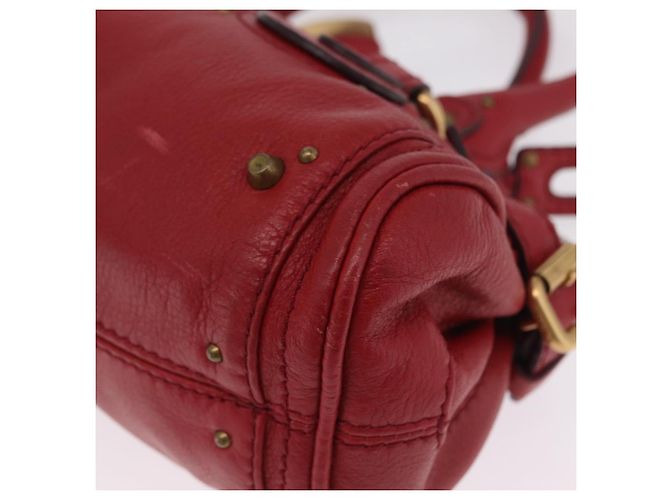 Chloé Chloe Paddington Hand Bag Leather Red Gold Tone Auth 211551V - Jerrillo - vista 17