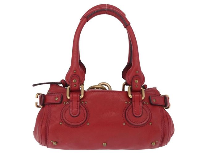 Chloé Chloe Paddington Hand Bag Leather Red Gold Tone Auth 211551V - Jerrillo - vista 2