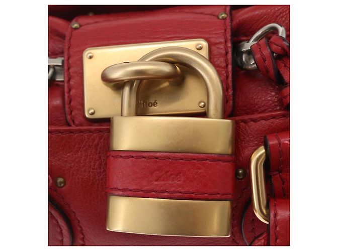 Chloé Chloe Paddington Hand Bag Leather Red Gold Tone Auth 211551V - Jerrillo - vista 20