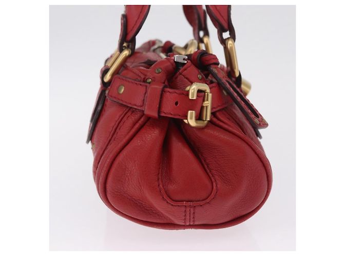 Chloé Chloe Paddington Hand Bag Leather Red Gold Tone Auth 211551V - Jerrillo - vista 4