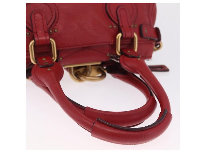 Chloé Chloe Paddington Hand Bag Leather Red Gold Tone Auth 211551V - Jerrillo - vista 7