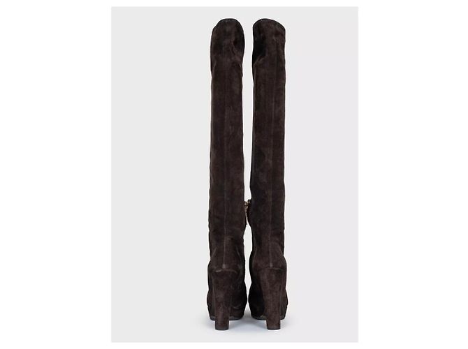 Bottes hautes en daim marron Prada - EU 35 d'occasion - vue 4