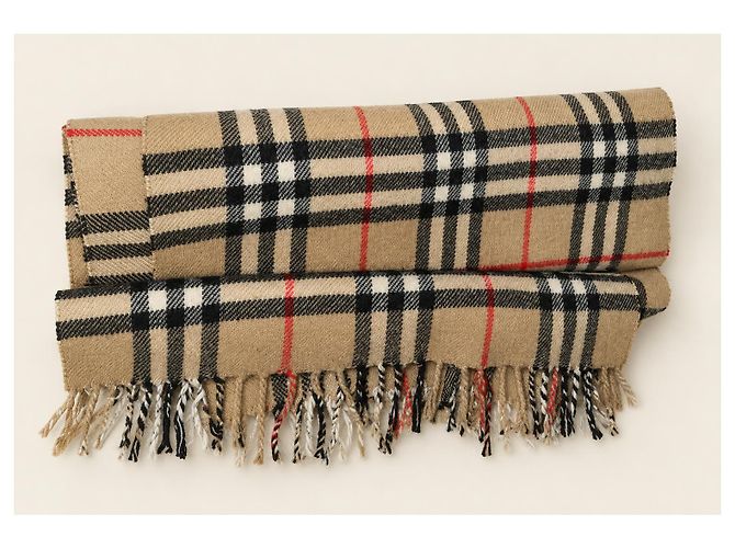 Burberry Sciarpa in lana a quadri Beige e Nero - vista 3