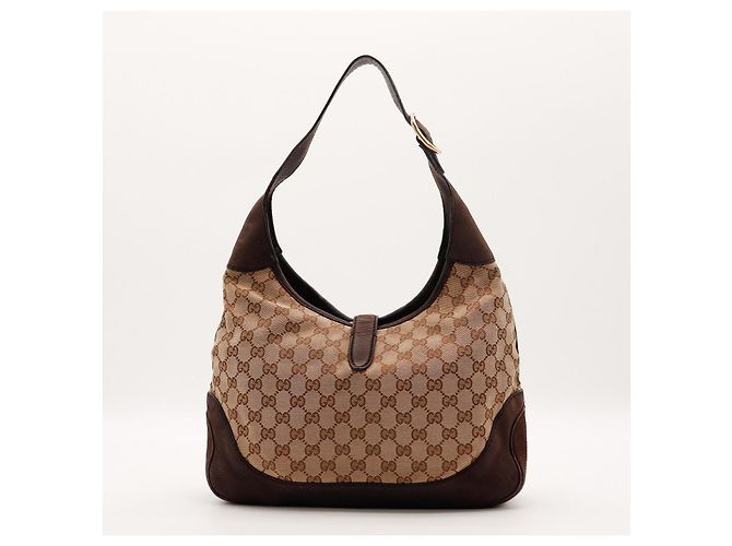 Bolsa Hobo Gucci Monogram Canvas Couro Brown - vista 3
