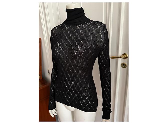 Chanel Rollkragenpullover aus Viskose und Polyamid in Schwarz - Ansicht 2