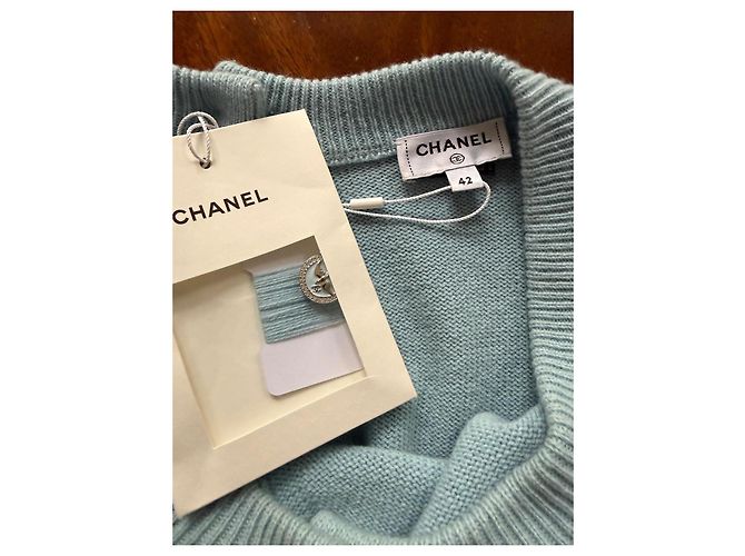 Chanel Damen-Cardigan hellblau aus Kaschmir - Ansicht 11