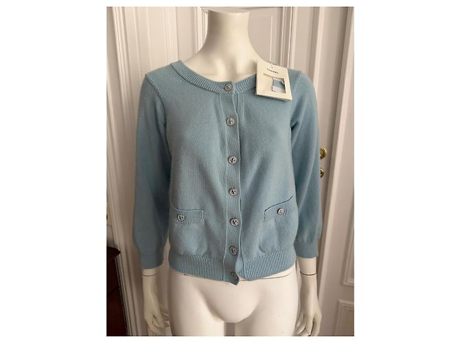 Chanel Damen-Cardigan hellblau aus Kaschmir - Ansicht 3