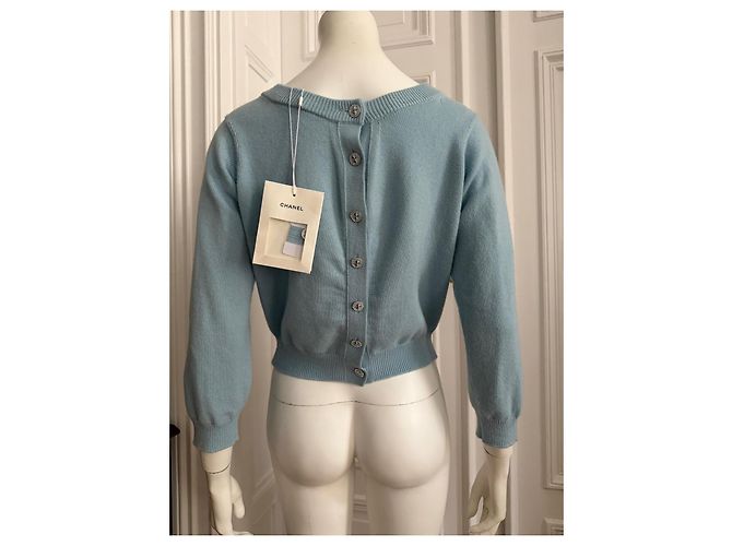 Chanel Damen-Cardigan hellblau aus Kaschmir - Ansicht 5