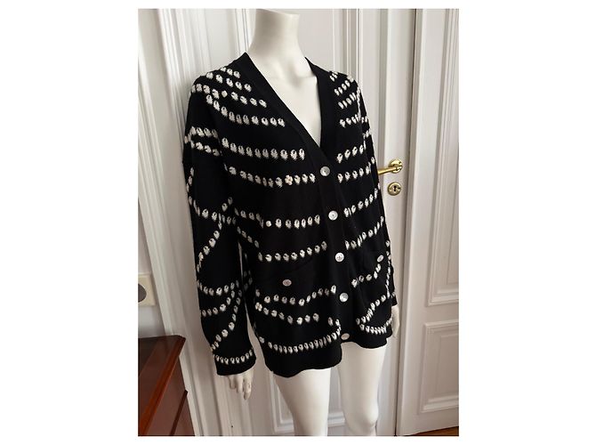Chanel Cardigan Schwarz Weiß Kaschmir - Ansicht 2