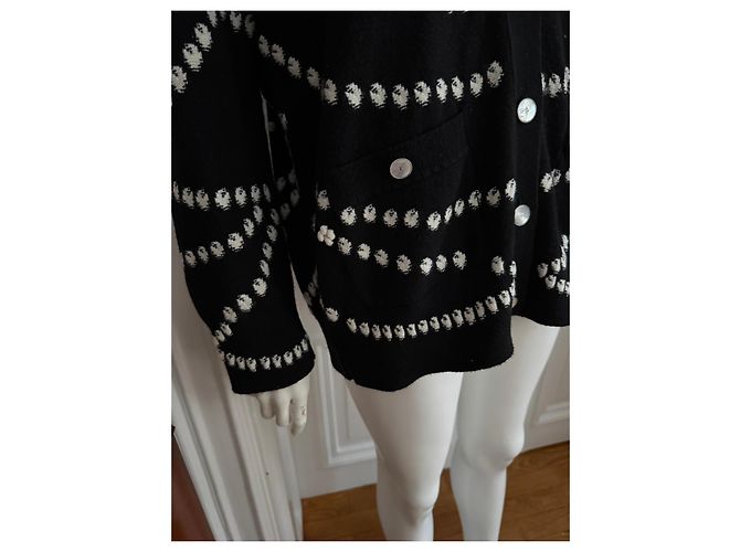 Chanel Cardigan Schwarz Weiß Kaschmir - Ansicht 3