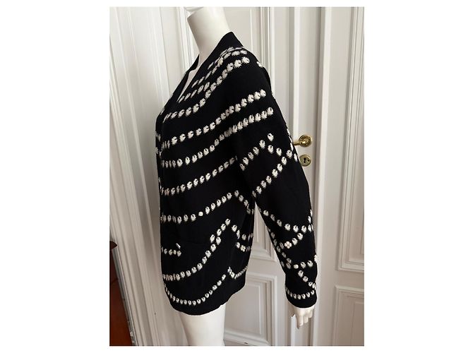 Chanel Cardigan Schwarz Weiß Kaschmir - Ansicht 5