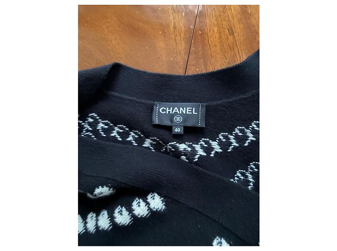 Chanel Cardigan Schwarz Weiß Kaschmir - Ansicht 8