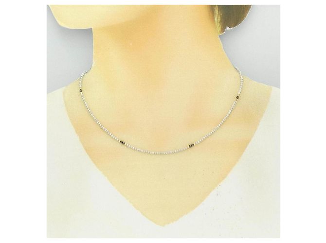 Autre Marque Collana in oro bianco e oro rosa Au750 con diamanti - vista 3
