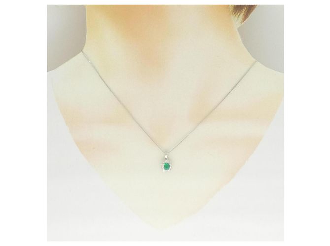 Autre Marque Collana in platino con smeraldi e diamanti - vista 5