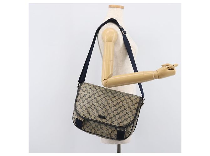 GUCCI GG Supreme Shoulder Bag PVC Navy Silver 201732 - vista 26