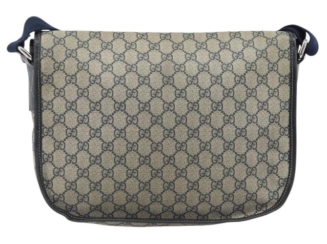 GUCCI GG Supreme Shoulder Bag PVC Navy Silver 201732 - vista 3