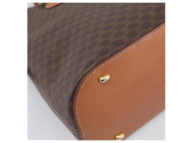 Céline CELINE Macadam Canvas Hand Bag PVC Leather 2way Brown Gold - vista 16