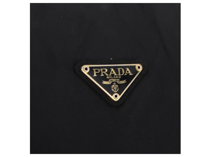 PRADA Schultertasche mit Kette Nylon Black Gold - Ansicht 16