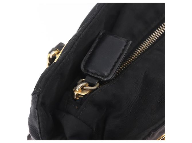 PRADA Schultertasche mit Kette Nylon Black Gold - Ansicht 17
