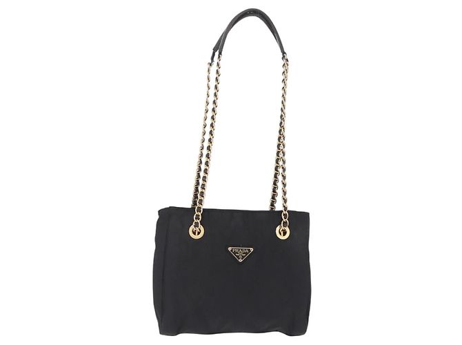 PRADA Schultertasche mit Kette Nylon Black Gold - Ansicht 2