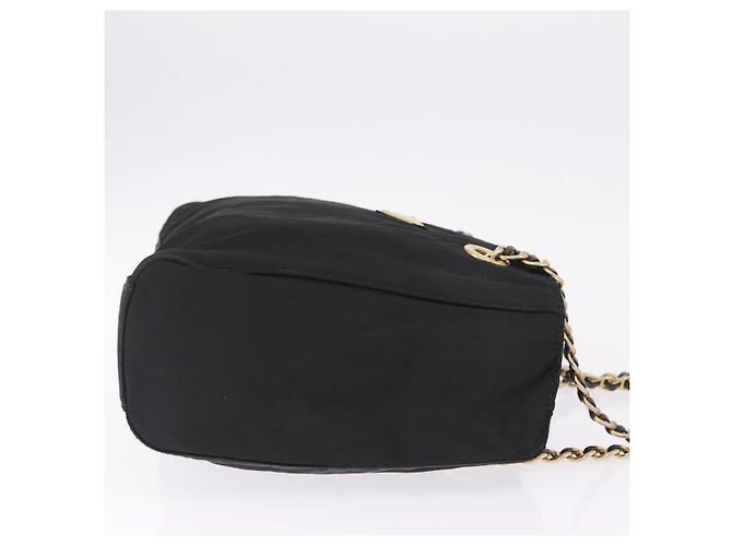 PRADA Schultertasche mit Kette Nylon Black Gold - Ansicht 4