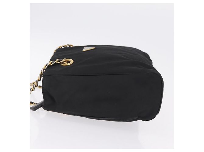 PRADA Schultertasche mit Kette Nylon Black Gold - Ansicht 5