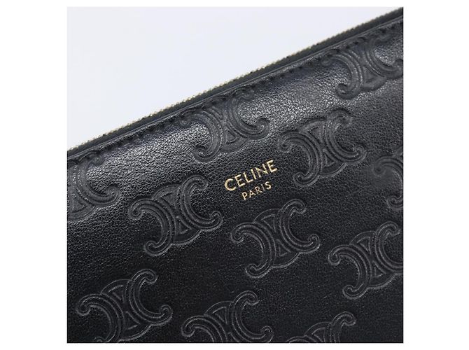 Céline CELINE Triomphe Long Wallet Leather Black Gold - vista 12