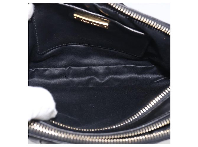 Miu Miu Matelasse Shoulder Bag Leather 2way Black Gold - vista 11