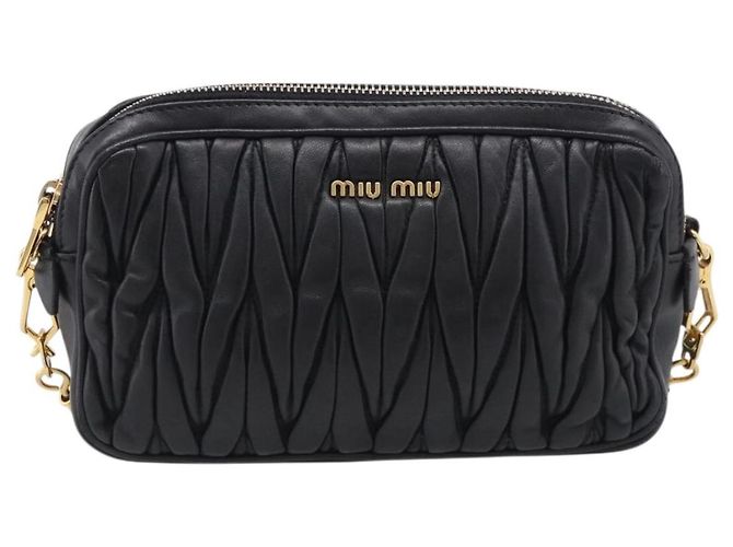 Miu Miu Matelasse Shoulder Bag Leather 2way Black Gold - vista 13