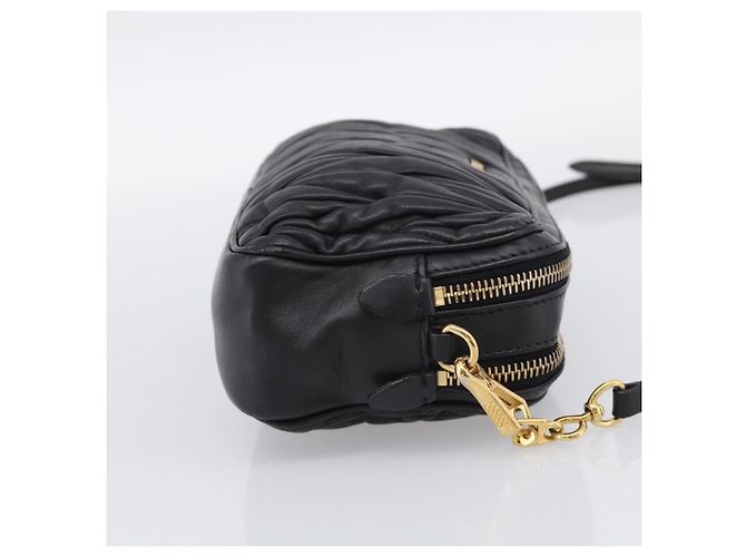 Miu Miu Matelasse Shoulder Bag Leather 2way Black Gold - vista 4
