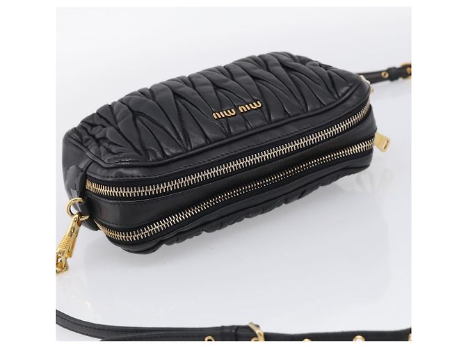 Miu Miu Matelasse Shoulder Bag Leather 2way Black Gold - vista 6