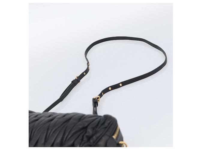 Miu Miu Matelasse Shoulder Bag Leather 2way Black Gold - vista 8